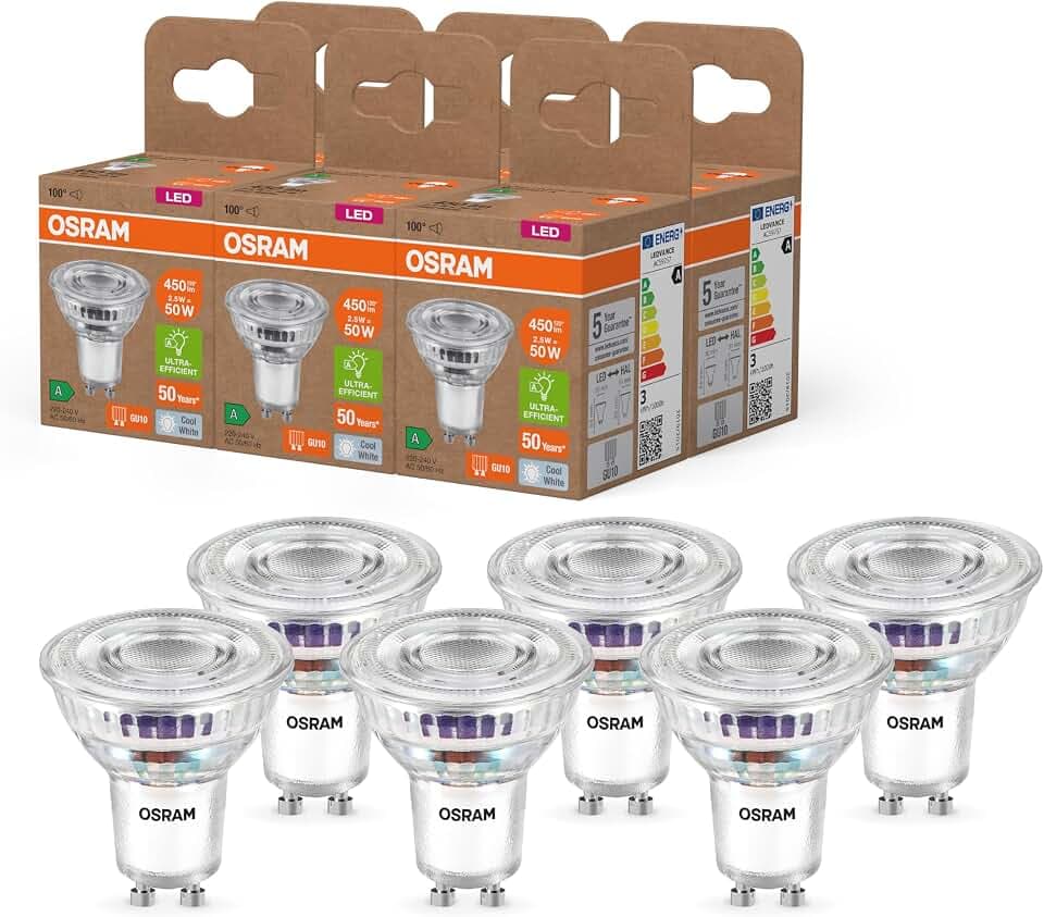 Osram LED PAR16 50 100° Energy efficiency class A Kaltweiß, 6-Pack