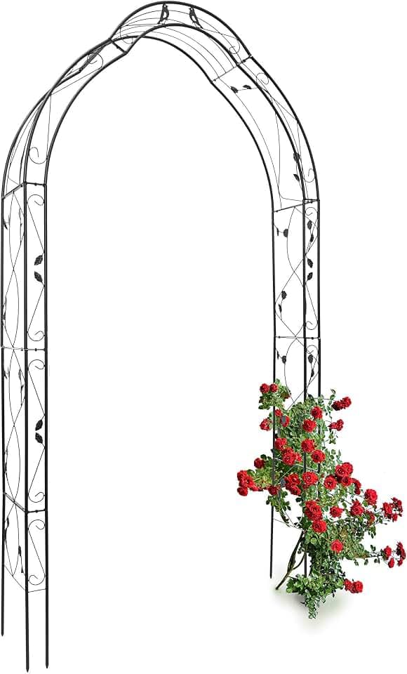 Relaxdays Rosenbogen, Vogel, HxBxT: 255 x 137 x 39 cm, schwarz