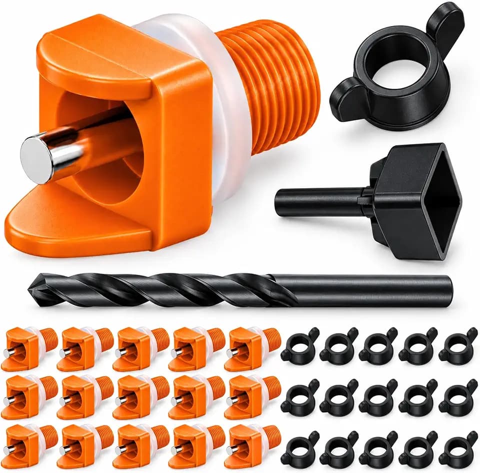Lil'Clucker Horizontal Chicken Waterer Nipples, Pack of 15 Chicken Nipple Waterer with Drill Bits, Easy Install Automatic Chicken Waterer System, No Leak Chicken Water Feeder, Poultry Waterer - Orange