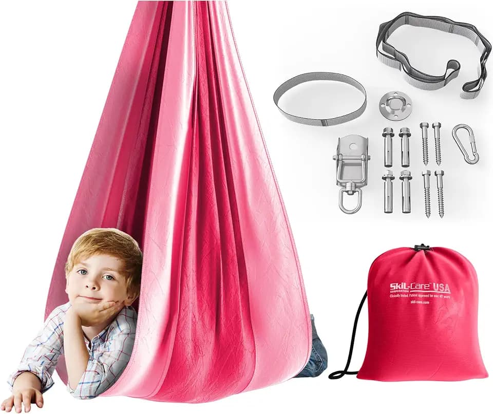 Skil-Care Sensory Swing Hammock, 80x63 in, Indoor Outdoor Pod Chair, Pink