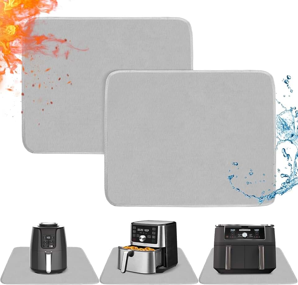 2 PCS Heat Resistant Mats for Countertop Air Fryer, 18x15in, Grey