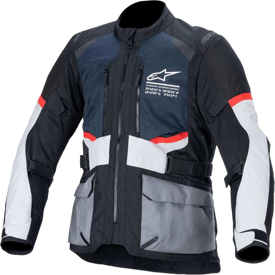Alpinestars Andes Air Drystar Jacket, Dual-Season, Waterproof & Ventilated, Touring Motorcycle Jacket for All-Weather Riding, XL, Deep Blue/Black/Ice Gray