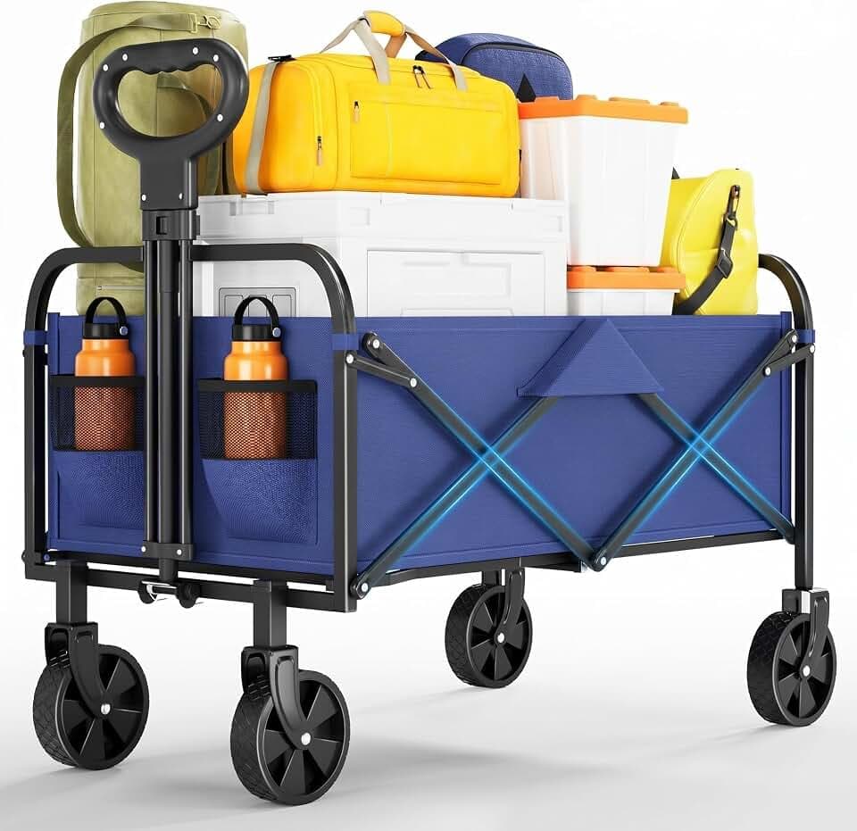 Garvee Campingwagen, faltbar, 220 l, 360°-Geländeräder und Verstellbarer Lenker, wasserdichtes Oxford-Gewebe, große Kapazität für Picknick, Angeln, Einkaufen und Festivals