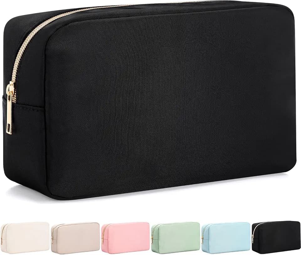 Sweetude Black Nylon Makeup Bag Large Travel Pouch