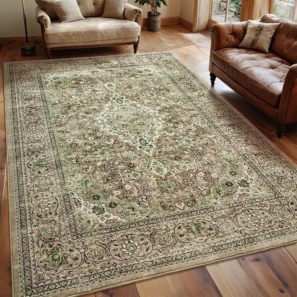 Goideal Washable Rug 3x5, Sage Green Area Rugs Non Slip, Indoor Low Pile Carpet with Rubber Backing for Living Room Kitchen Bathroom Entryway Office Bedroom