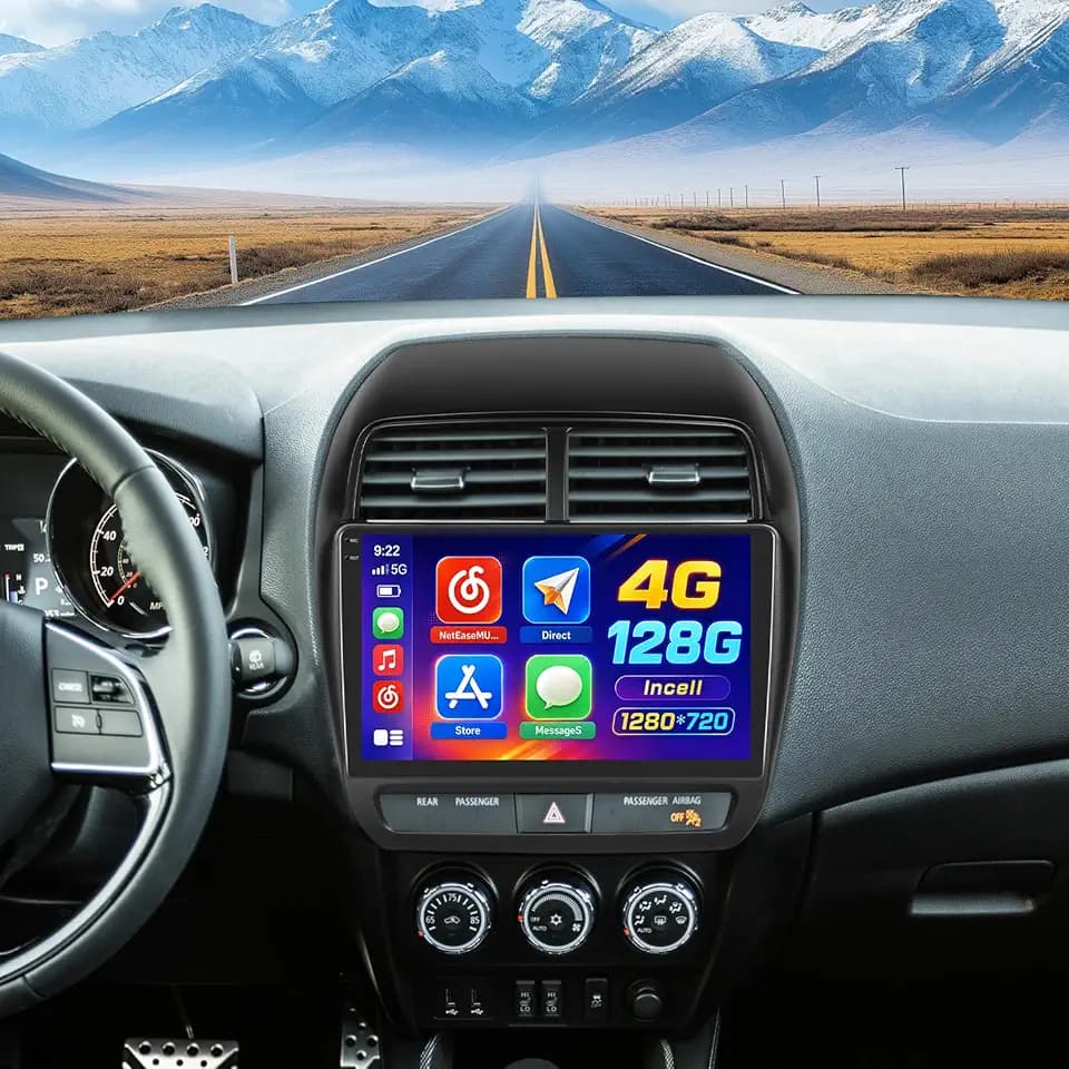 4+128G Hikity Android 15 Car Stereo for Mitsubishi ASX RVR Outlander Sport 2019-2021 10” Incell Touchscreen Wireless CarPlay Android Auto Car Radio FM RDS BT GPS Navigation WiFi + AHD Backup Camera