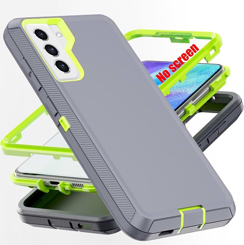 Schutzhülle für S21 Fe, Samsung S21 Fe Hülle, Galaxy S21 Fe 5G, Militärqualität, 3-in-1, robuste, stoßfeste Schutzhülle für Samsung Galaxy S21 Fe 5G 6,4 Zoll, Grün