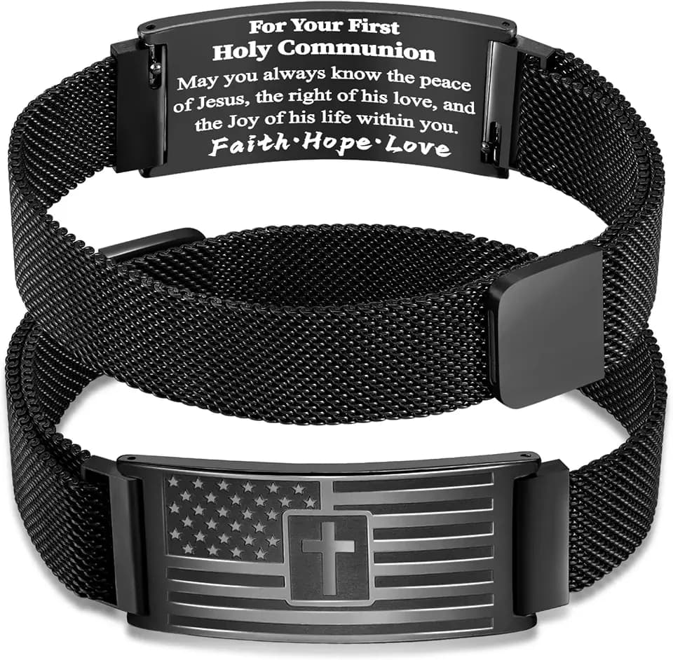 DuoDiner Cross Bracelet for Men Gifts Christian Confirmation Baptism Gifts