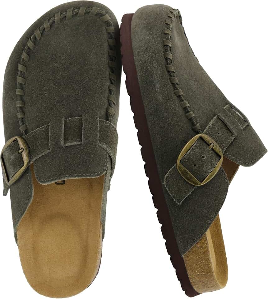 CUSHIONAIRE Canoe Genuine Suede Clogs for Women Footwear with Moc Toe Design – Casual Slip On Womens Shoes