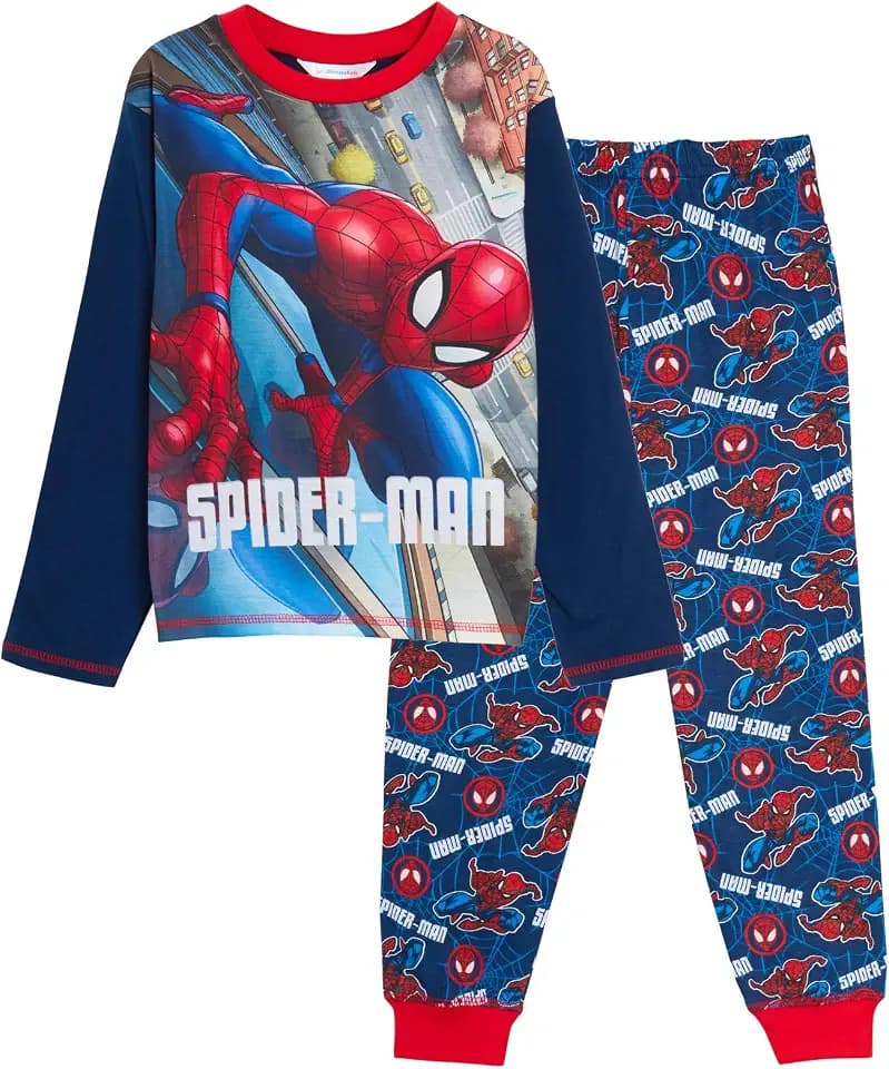 Marvel Jungen Spiderman Pyjamas Kinder Avengers Lange Pyjamas Set t-Shirt Plus bündchen Loungehose
