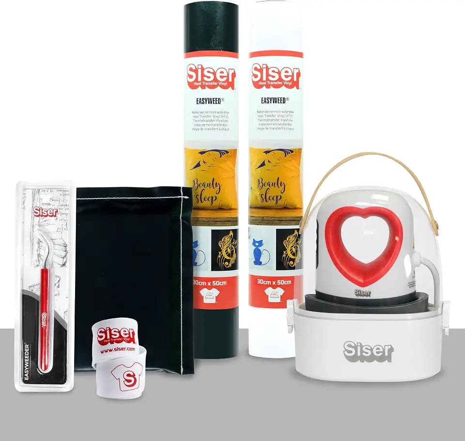 Siser Baby Press Essential-Paket – Enthält eine Mini-Heißpresse, 2 Rollen EasyWeed-Thermovinyl, Zubehör für die Anwendung und Übertragung