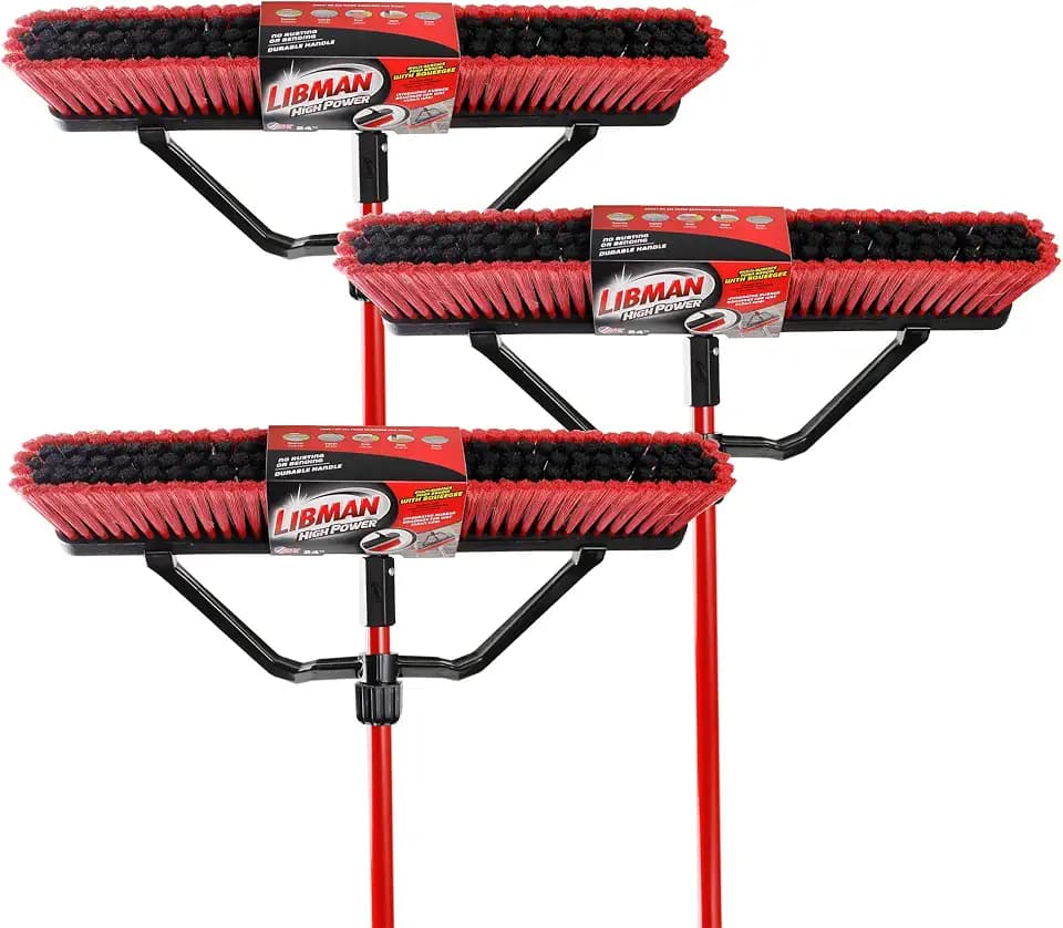 Libman Commercial 1230 24" Multi-Surface Squeegee Push Broom, Steel Handle, Synthetic Squeegee Blade (Pack of 3)