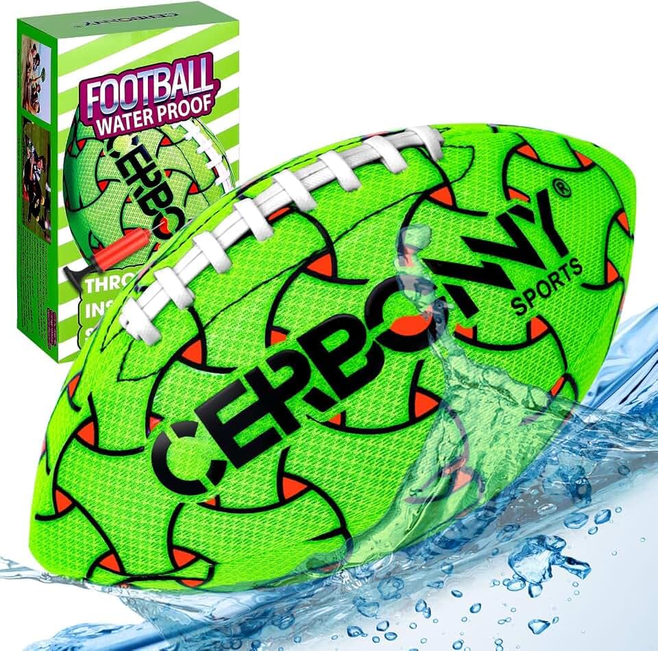 CERBONNY Waterproof Football for Kids Ages 3-12, All-Weather Youth Training Football for Beach/Backyard/Grass