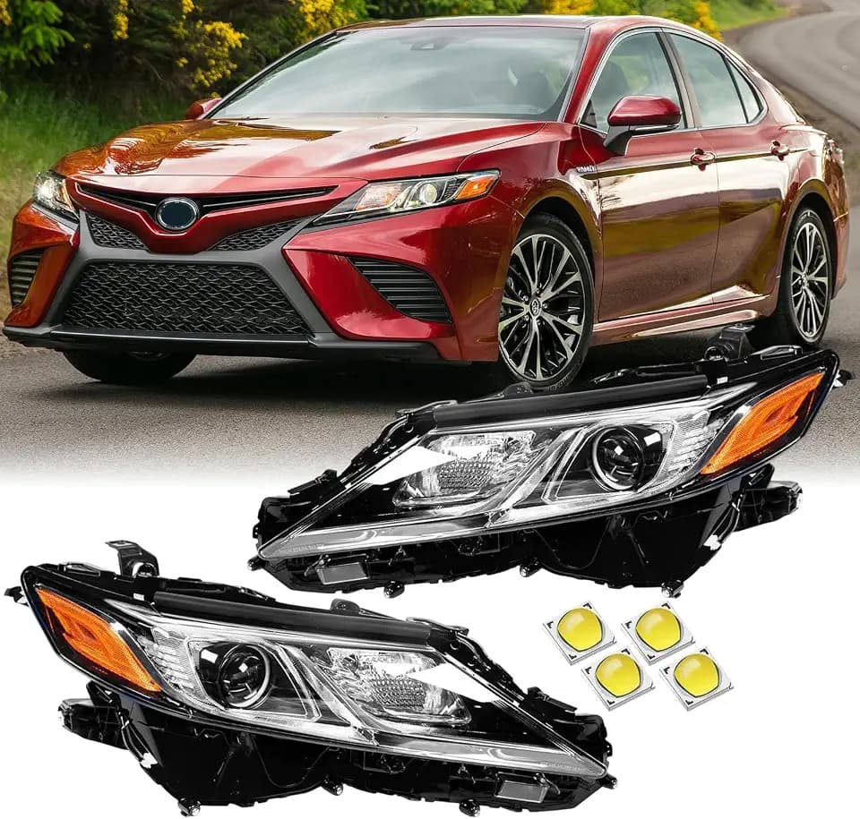 Headlight Assembly Set For 2018-2024 Toyota Camry Chrome Housing Left+Right