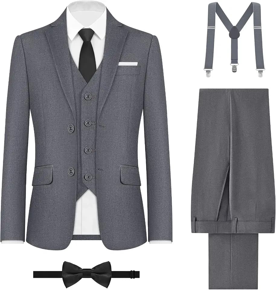 Boys Complete Suits Set with Suspenders Standard & Husky