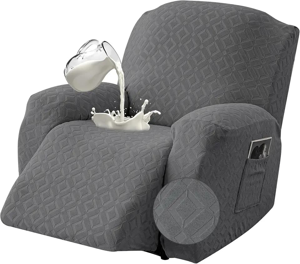 Genina Waterproof Recliner Chair Cover,1 Seat Couch Cover,Dark Gray