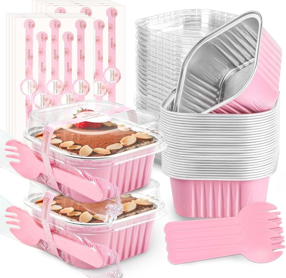 NPLUX Halloween Mini Cake Pans with Lids, 5oz 60 Pack for Dessert Tables