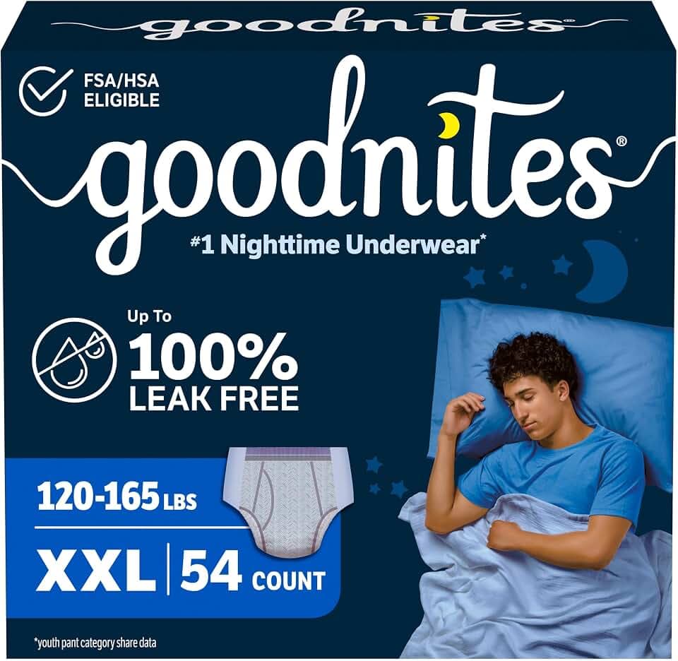 GoodNites Boys Nighttime Underwear, Size XXL, 54 Ct