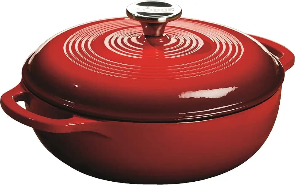 Lodge Essential Enamel Cast Iron Dutch Oven, 3 Quart, Island Spice Red
