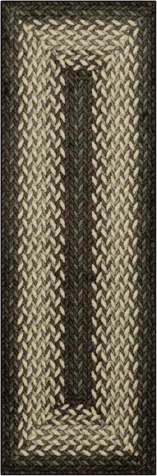 Maples Rugs Marion Braided-Style Print Runner Rug, 2' x 6', Black