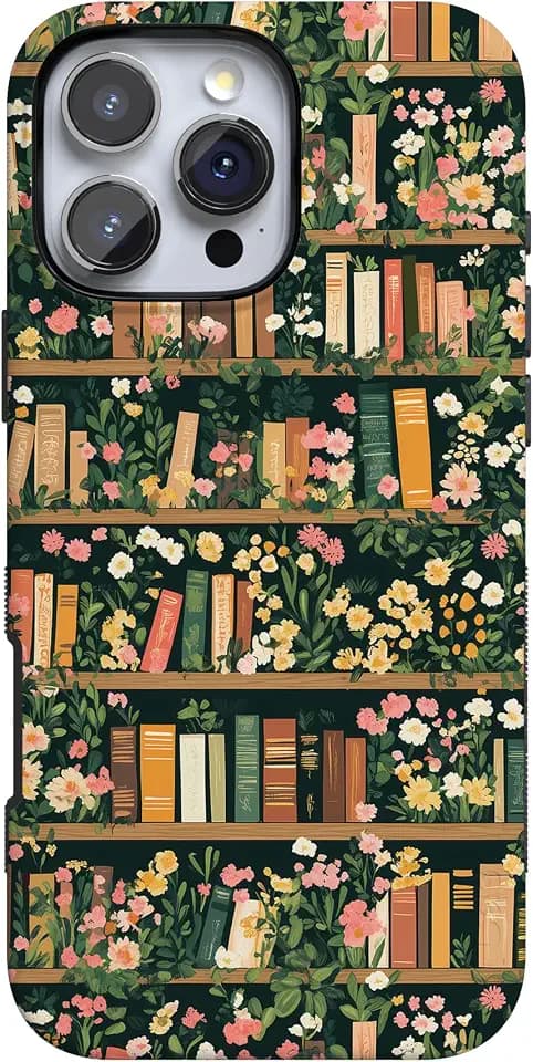 Casely iPhone 16 Pro Max Case | Book Nook | Floral Library | Bold Protective Design | Compatible with MagSafe