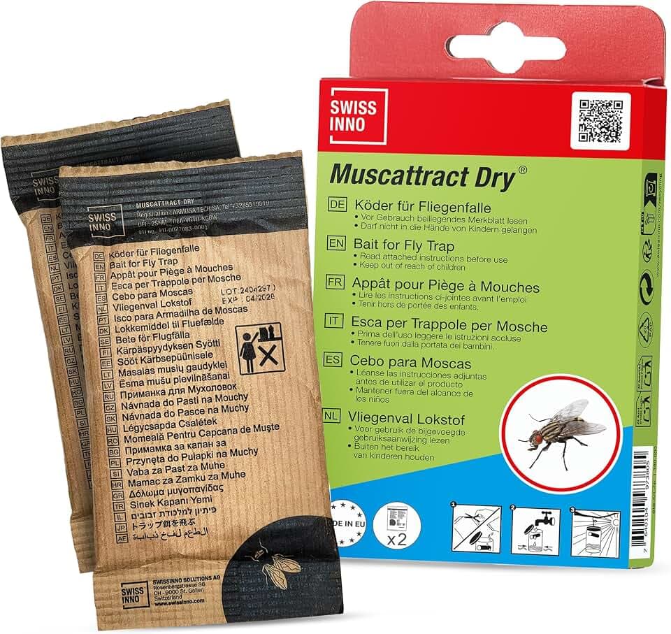 SWISSINNO Nachfüll-Lockstoff für Fliegenfalle – Flüssiger Köder für Außenbereich, kompatibel mit SWISSINNO Outdoor Fliegenfallen, 2 Nachfüllpackung