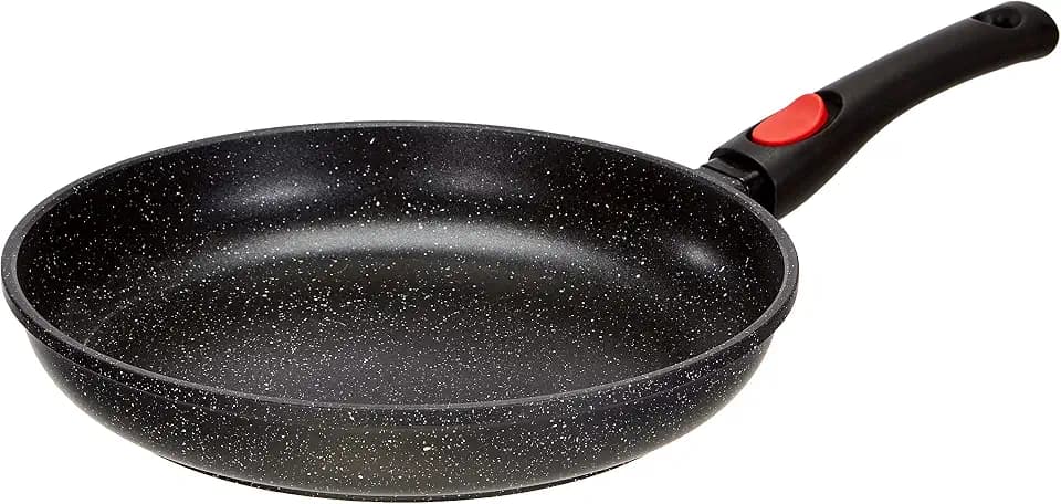 Kamberg – 0008024 – Pfanne 30 cm – Abnehmbarer Griff – Aluminiumguss – Beschichtung in Steinoptik – Für alle Herdarten, auch Induktion – PFOA‑frei, Grau