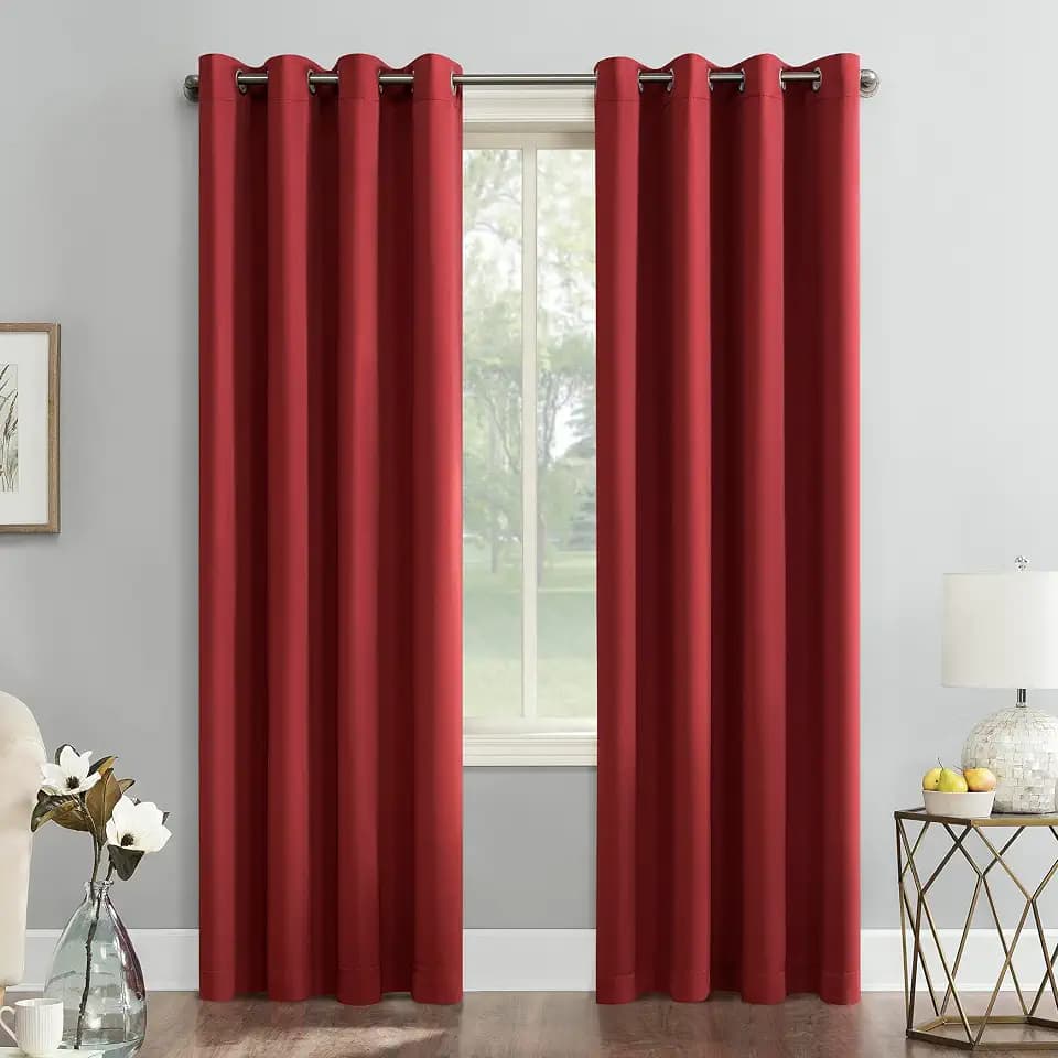 Sun Zero Soho Blackout Energy Efficient Grommet Curtain Single Panel, 54" x 84", Red
