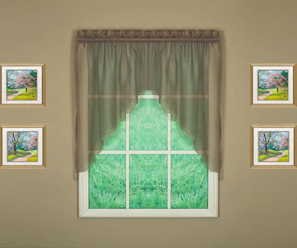 Today's Curtain Emelia Original Voile Swag Pair 38", Taupe, 60" W x 38" L