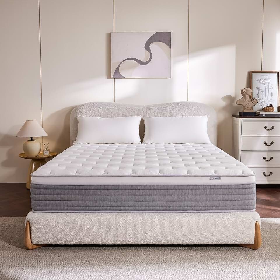 14 Inch Full Mattress, Comfort Foam & Pocket Coil Hybrid Mattress in a Box, Medium Firm Cooling Breathable Knit Cover, Motion Isolation & Edge Support, Gray & White