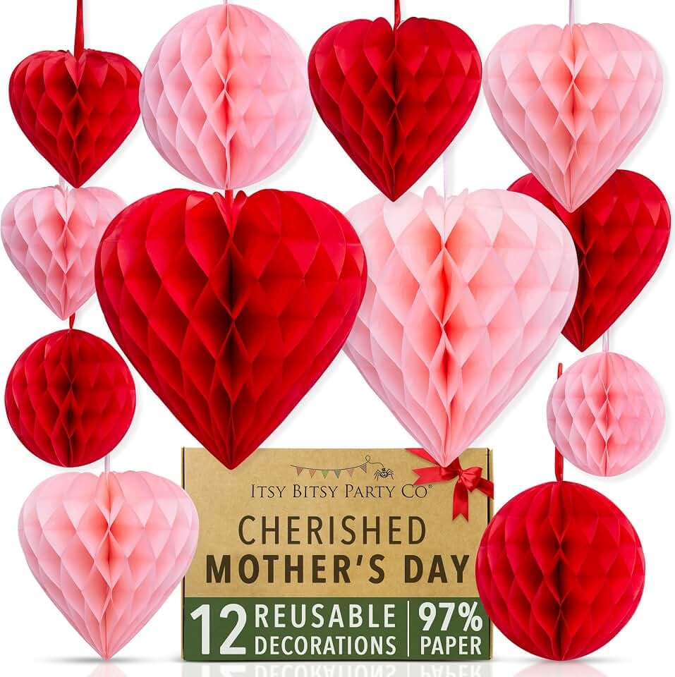 Premium Wiederverwendbare Valentinstag Deko - Deko Herz - Valentin Deko, Muttertag Deko, Hochzeitsdeko, Heiratsantrag Deko, Verlobung Deko - Romantisch Herzen Deko - Deko Rot & Rosa - Valentines Day