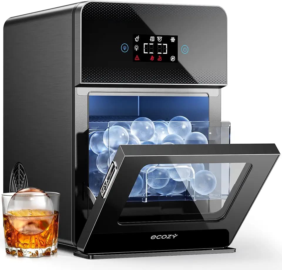 ecozy 2" Clear Ice Ball Maker Countertop, 144 Pcs/Day, Sphere Ice Maker