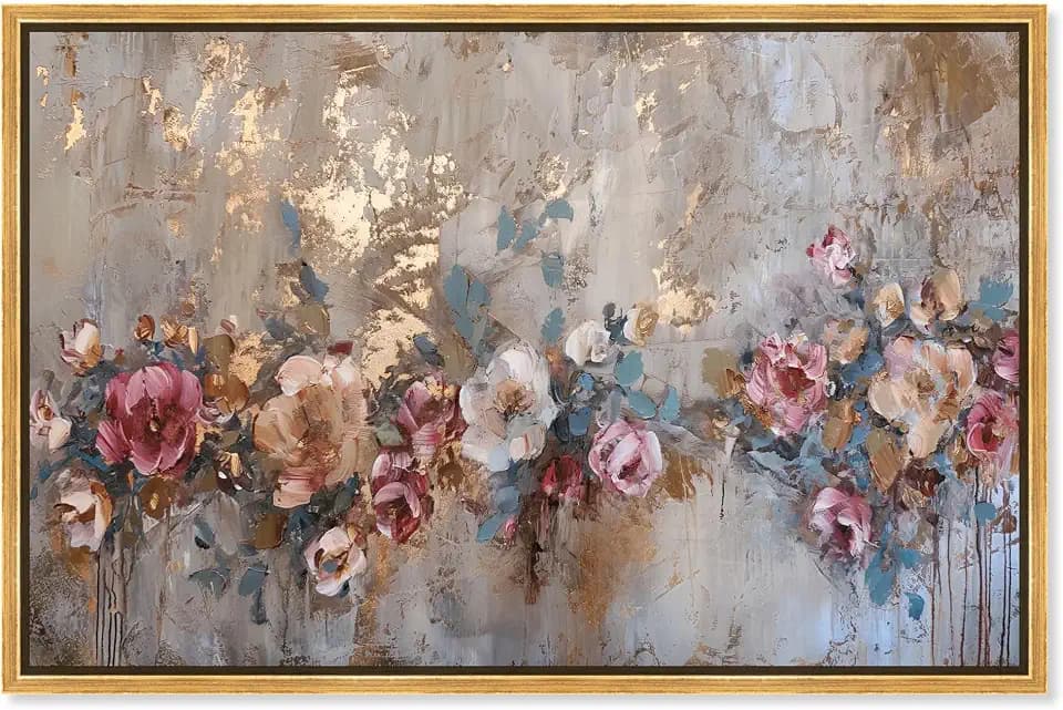 Art Remedy Fleur de Ruin II Canvas Fancy Floral Art, Gold Frame, 24" x 16"
