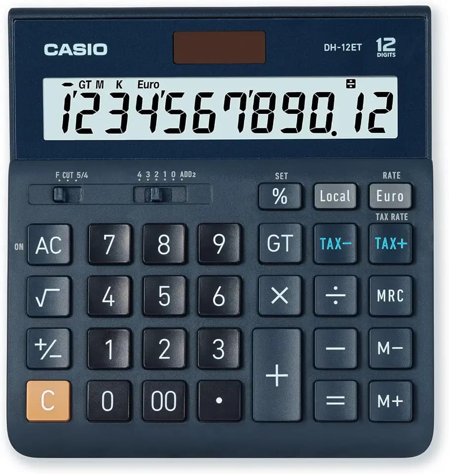 CASIO DH-12ET Tischrechner, großes Display, 12-stellig, Steuerberechnung