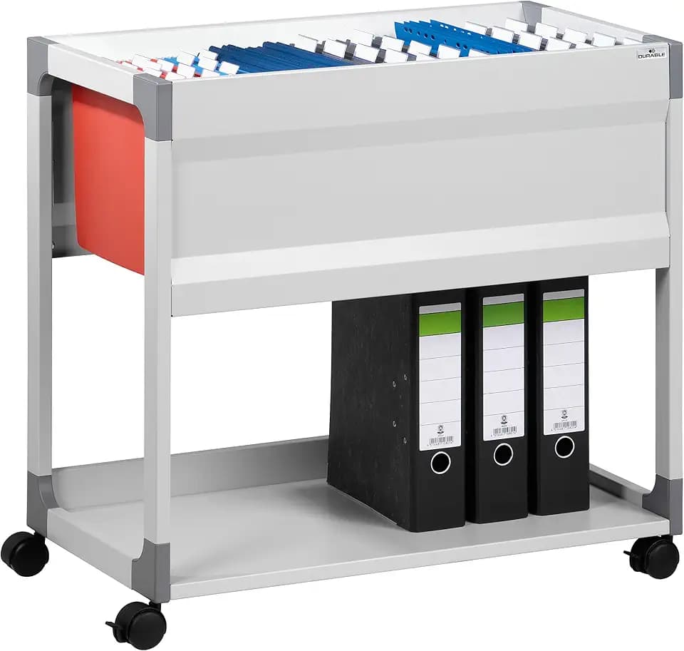 Durable System File Trolley 90 A4 grau, für bis zu 90 Hängemappen oder 8 Hängeordner - 750 x 715 x 432 mm , 378410