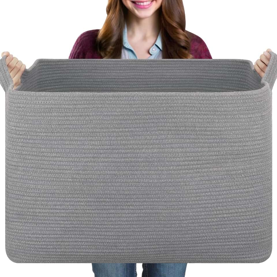 OIASKET 108L Extra Large Blanket Basket Living Room, 24.8" x 16.2" x 16.2"
