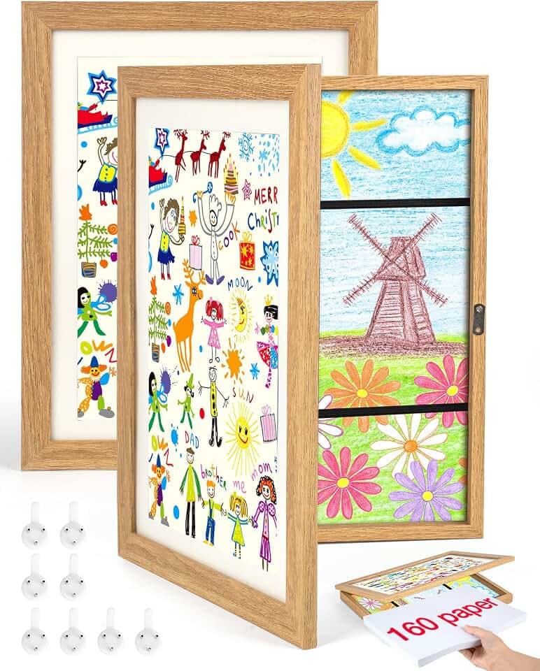 Kinder-Bilderrahmen A4 Eiche 2er-Set 24×33×3 cm