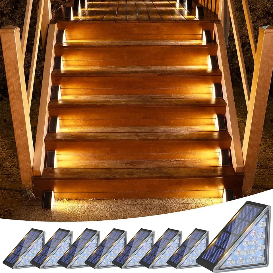 VOLISUN Solar Step Lights for Outside, Solar Stair Lights (Black,8 Pack)