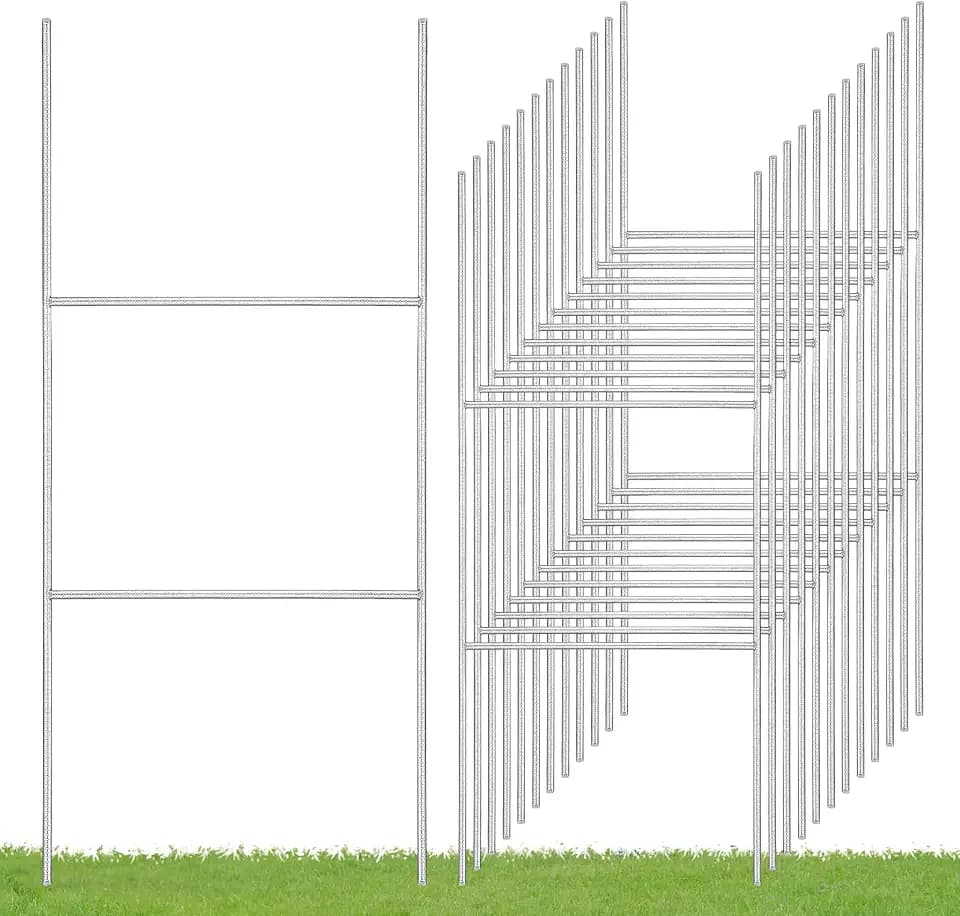 12 Pack Yard Sign Stakes, 23X10 INCH H Frames Metal Stakes for Yard Signs for Ground Outdoor, Yard Sign Holder Stand for Corrugated Plastic Sign, Blank Lawn Sign, Estate Garage Sale, Easter Decor