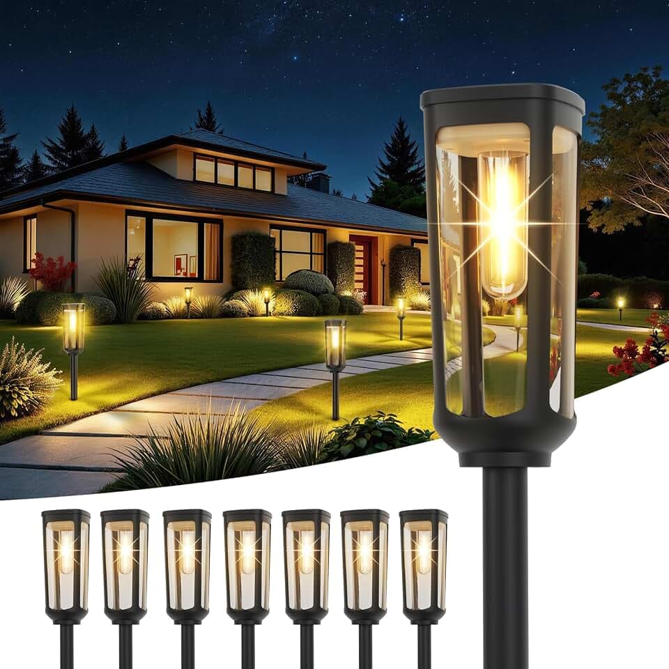 JEJOT Solar Pathway Lights Outdoor Waterproof, 8 Pack Solar Walkway Lights