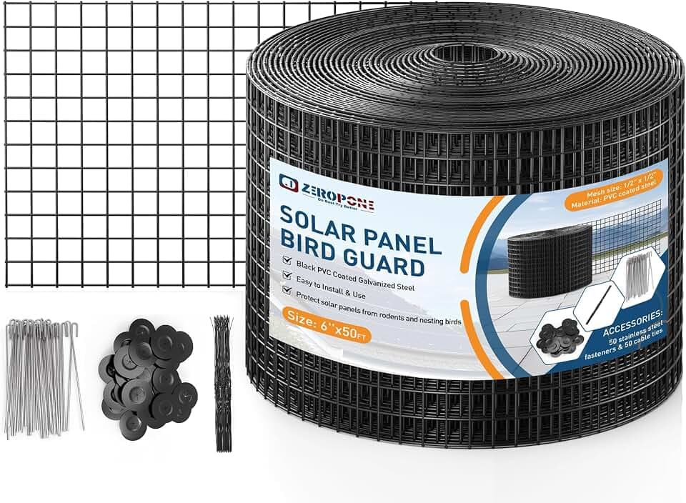 Solar Panel Bird Guard 6 in x 50 ft, for Squirrel Bird Critters Proofing