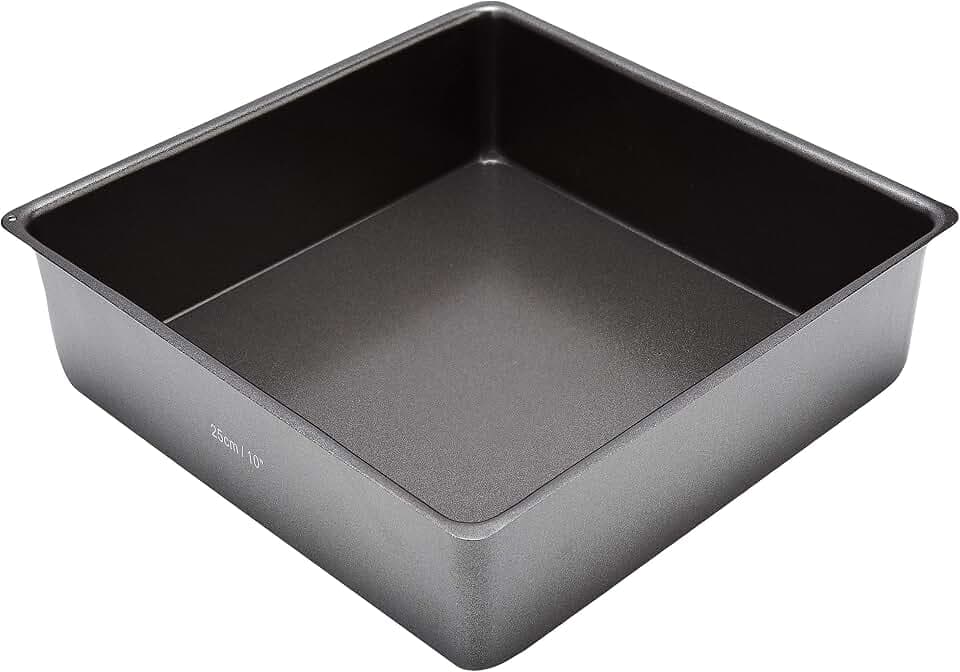 MasterClass 25 cm tiefe Kuchenform mit losem Boden und PTFE-, PFOA- und BPA-freiem Antihaftbeschichtung, 1 mm Kohlenstoffstahl, 10 Zoll quadratische Form, Silber