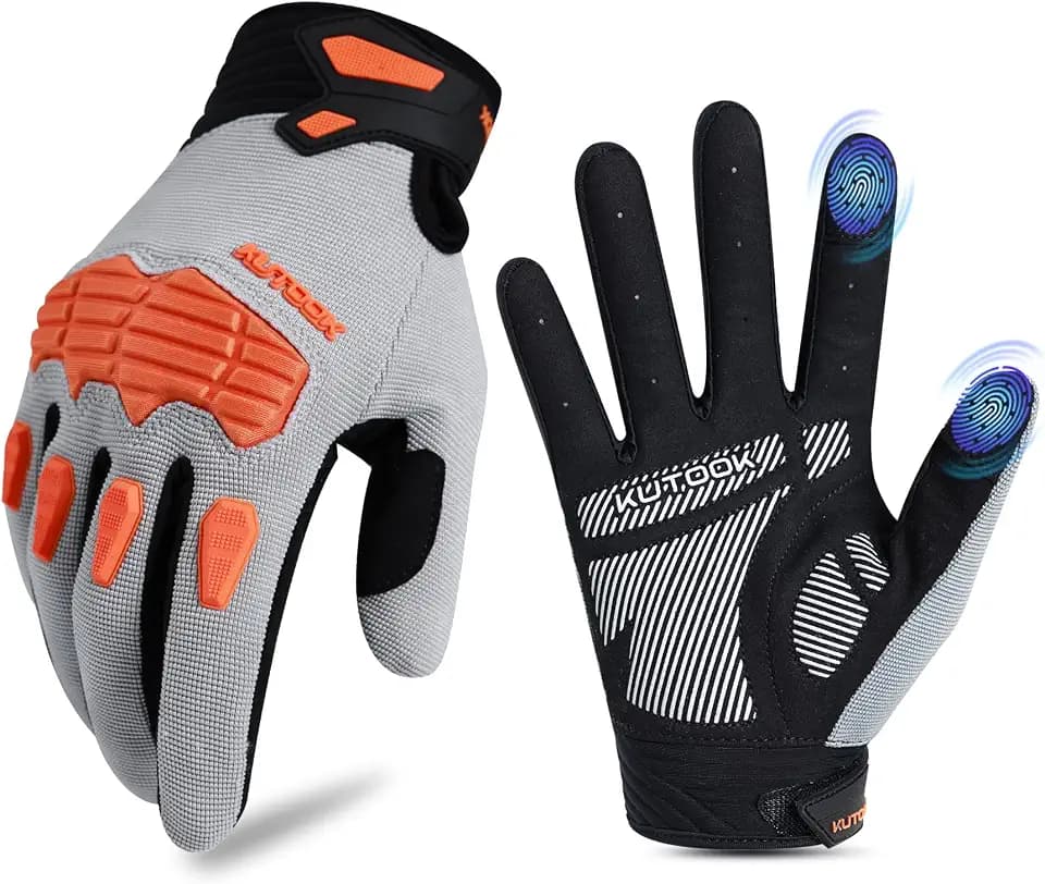 KUTOOK MTB Mountainbike Fahrrad Handschuhe Herren Damen Gepolstert mit 5mm Palm Pad TPR SCR Protect Touch-Screen Atmungsaktiv KT202