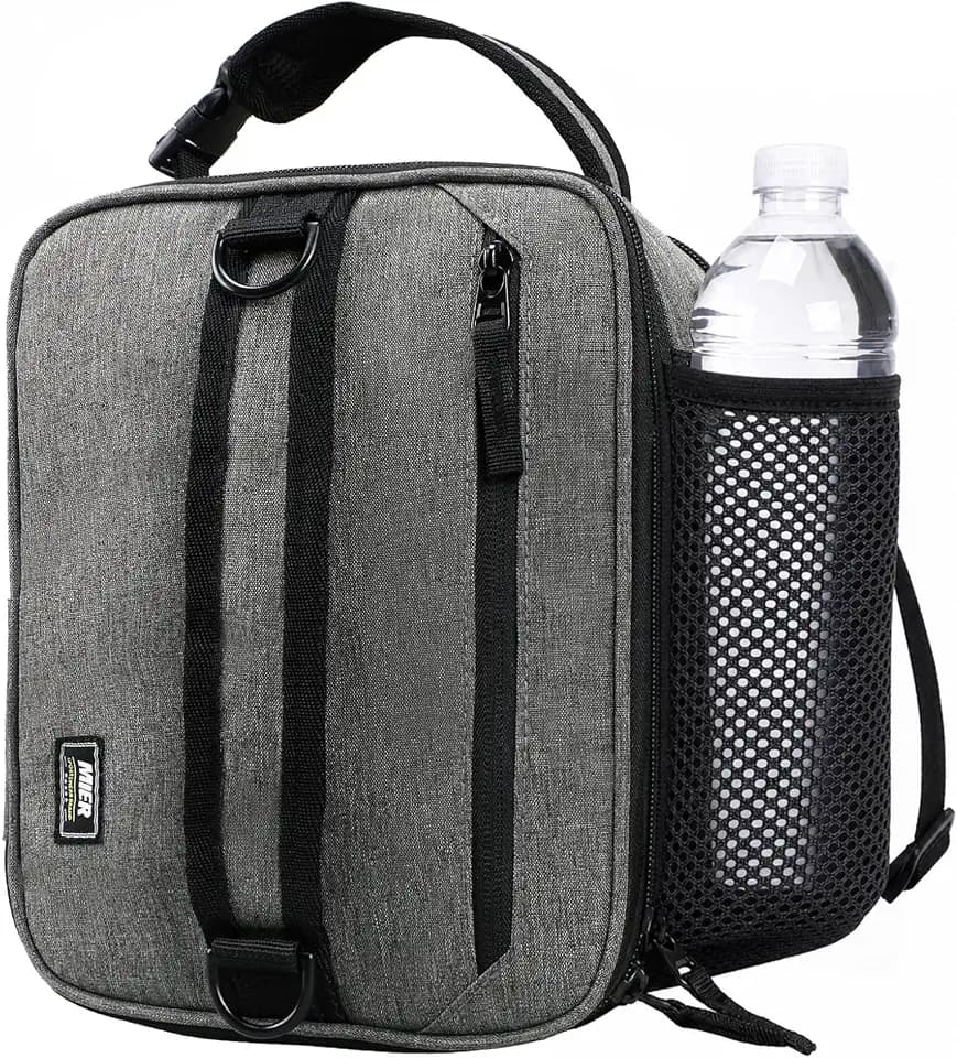 MIER Expandable Small Lunch Box for Men Women Kids to Work School, Grey