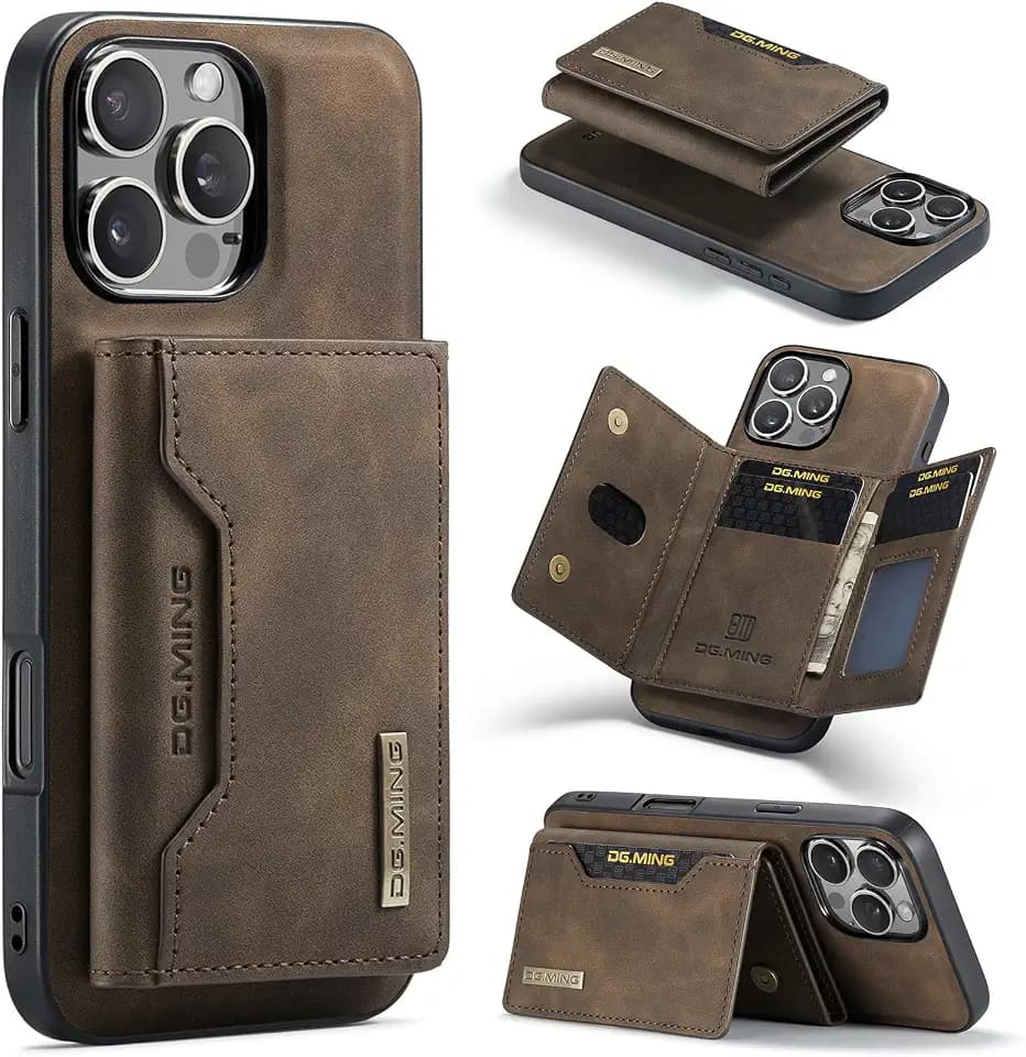2 in 1 Detachable Wallet Phone Cases Compatible with iPhone 16 Pro Max Case with Card Holder Men 6.9'' Magnetic Leather Cover (Coffee,iPhone 16 Pro Max)