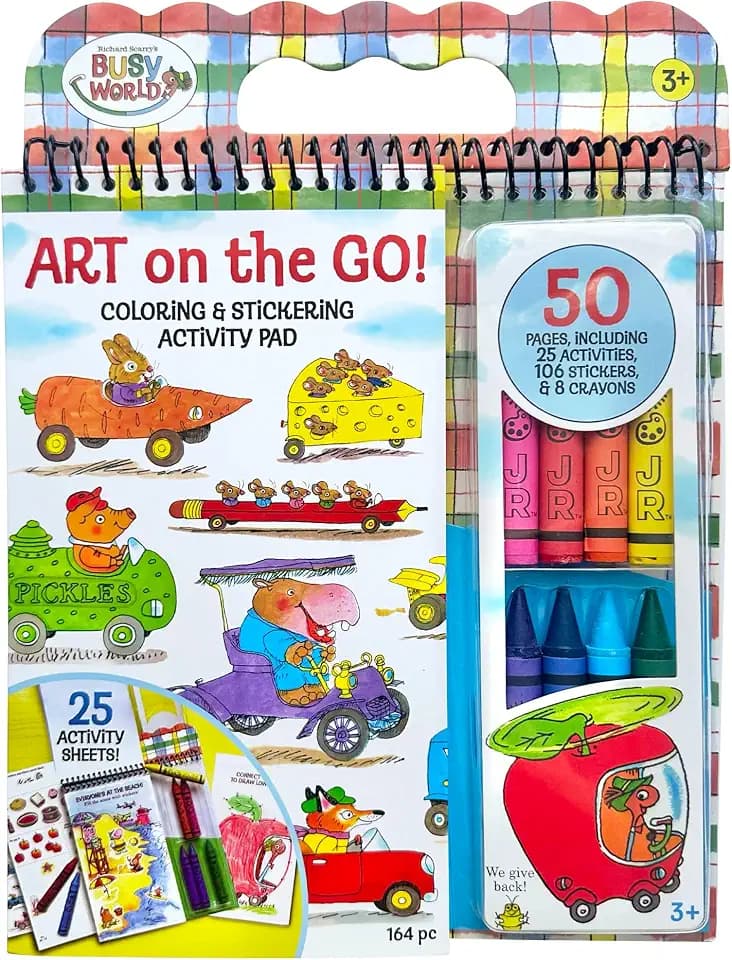 Bright Stripes Richard Scarry Art on the Go Travel Coloring Kit, Ages 3+