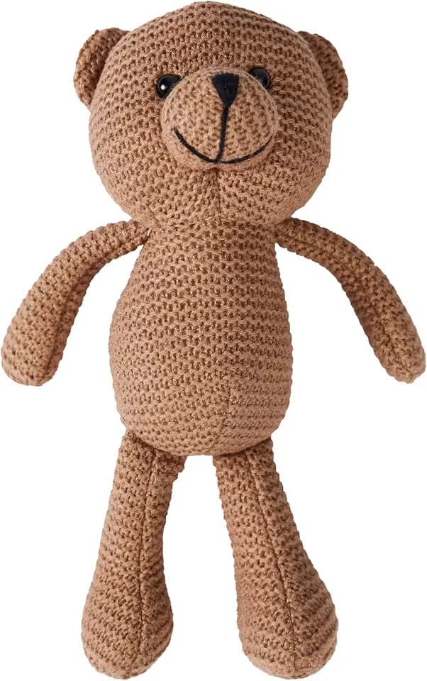 Teddy Bear, Cute, Knitted, 10" Stuffed Animal, Cotton Plush, Vintage, Brown, Unisex, 0+