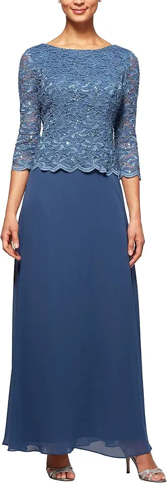 Alex Evenings Damen-Kleid mit 3/4-Ärmeln, Stretch-Spitze, Mieder, einteiliges Kleid