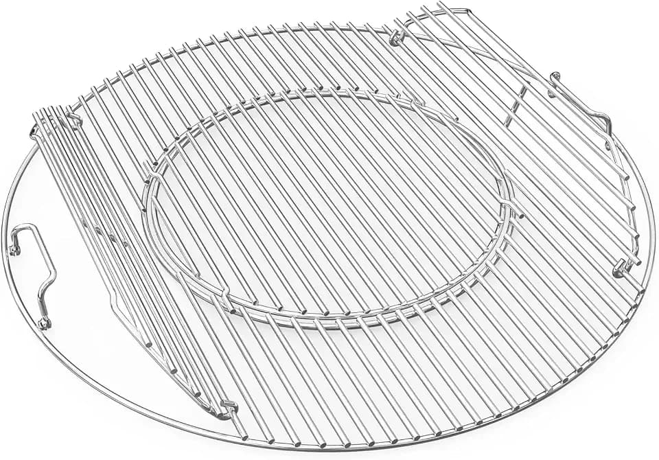 Onlyfire 54cm Rund Edelstahl Grillrost mit Griff für Weber 57cm Kugelgrill