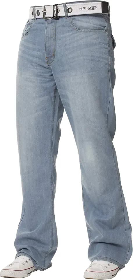 Kruze Herren Bootcut Jeans, ausgestellt, weites Bein, Denim-Hose, groß, groß, alle Taillengrößen
